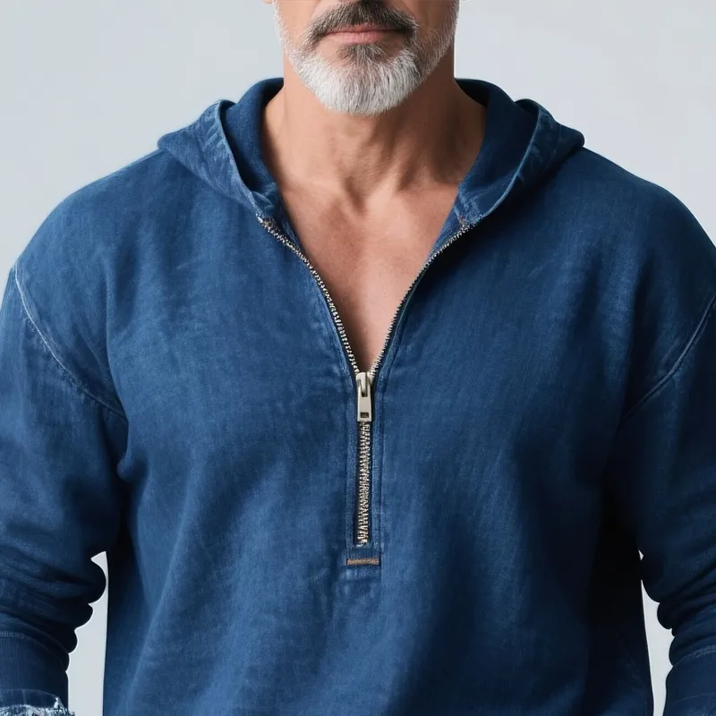 Men's Fashion Hooded Long Sleeve Denim Shirt MTA2350G0Z sold by Manly product image thumbnail 3