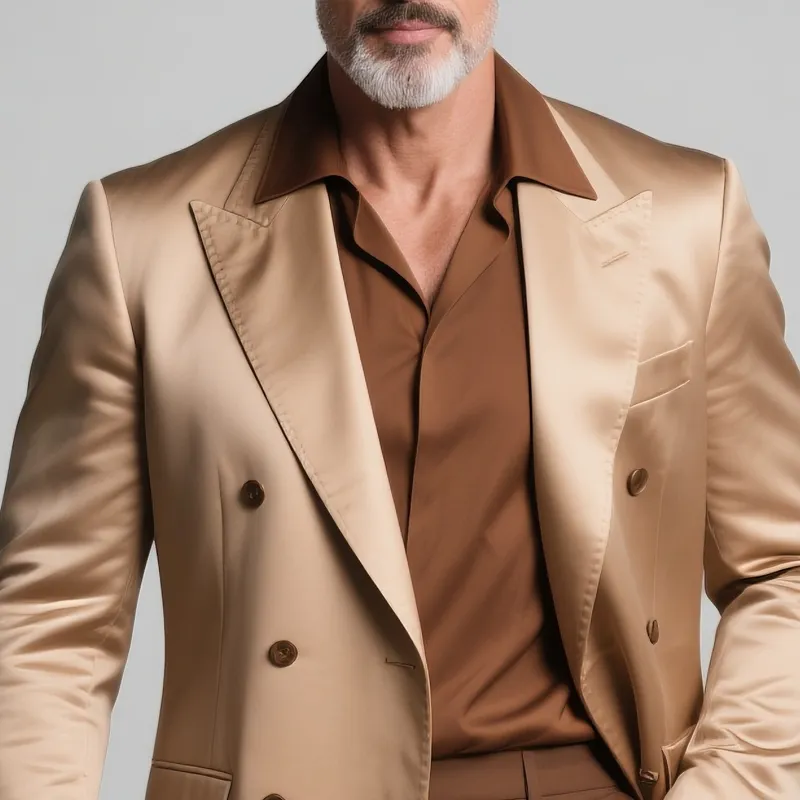 Men's Solid Satin Peak Lapel Double Breasted Casual Blazer MTA2443G5Z sold by Manly product image thumbnail 3