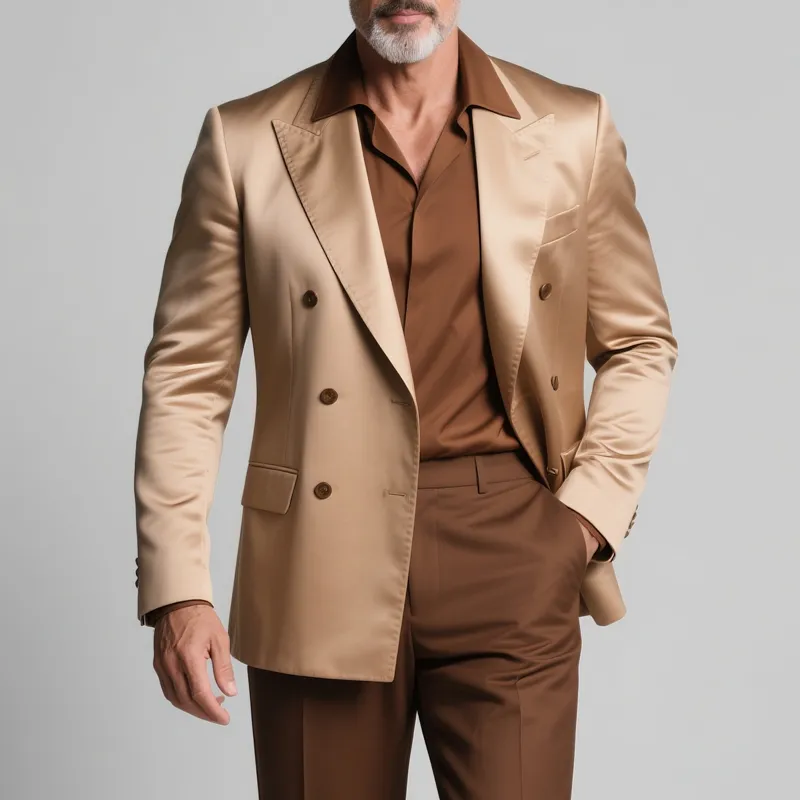 Men's Solid Satin Peak Lapel Double Breasted Casual Blazer MTA2443G5Z sold by Manly product image thumbnail 2