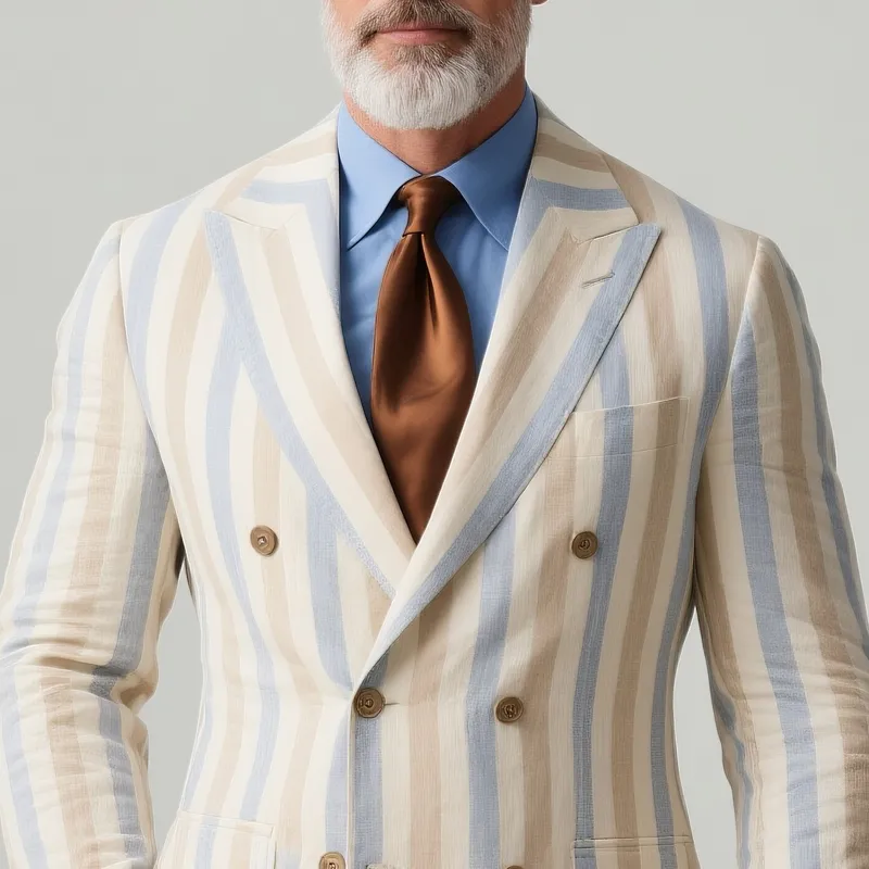 Men's Striped Peak Lapel Double Breasted Casual Blazer MTA2473G5Z sold by Manly product image thumbnail 3