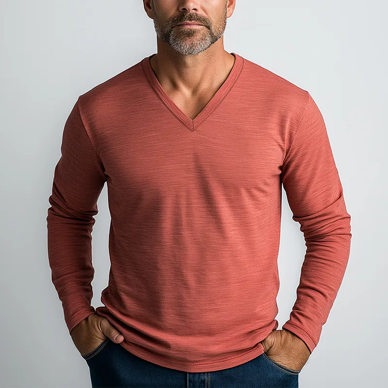 Men's Simple Solid Color Cotton Long Sleeve T-Shirt MTA2598G0P sold by Manly product image thumbnail 2