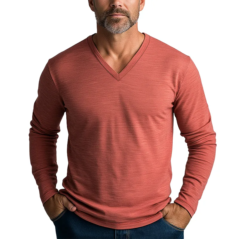 Men's Simple Solid Color Cotton Long Sleeve T-Shirt MTA2598G0P sold by Manly