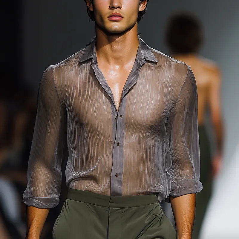 Men's Simple Chiffon Long-Sleeved Shirt (No Lining) MTA2558G4P sold by Manly product image thumbnail 2