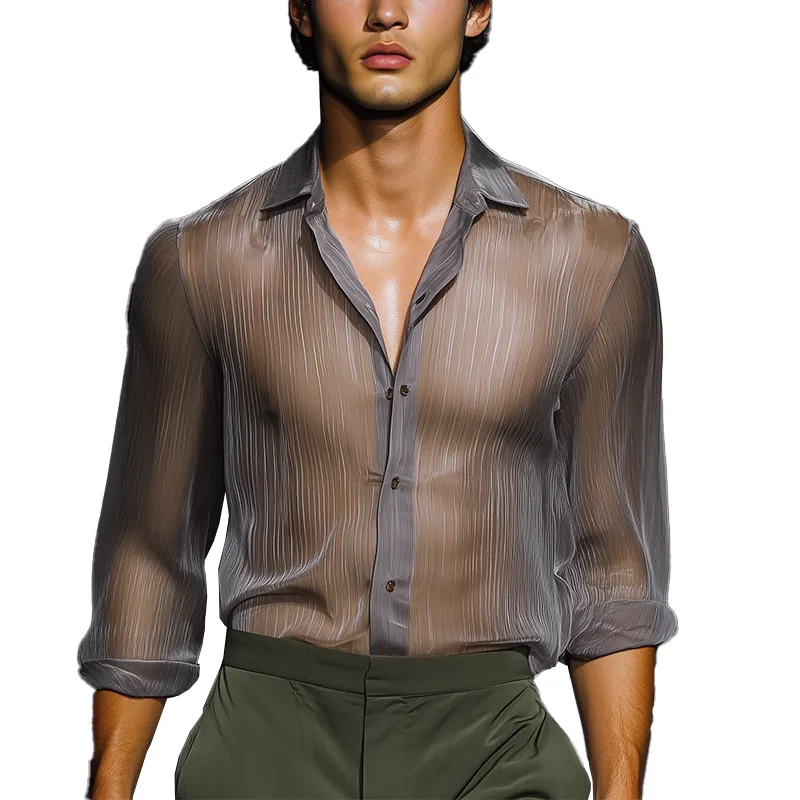 Men's Simple Chiffon Long-Sleeved Shirt (No Lining) MTA2558G4P sold by Manly