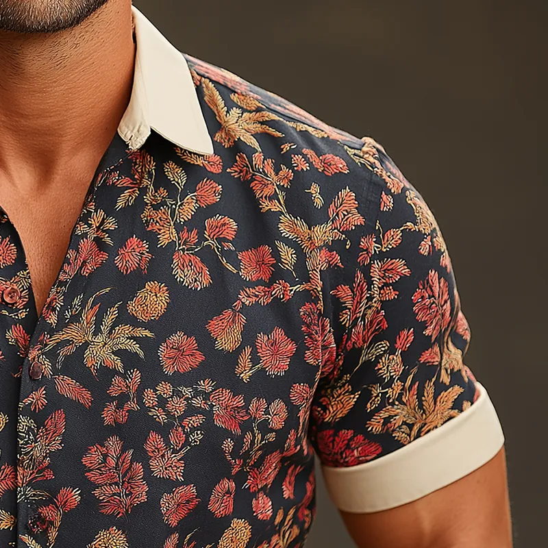 Men's Summer Fashion Printed Cotton Blended Short Sleeve Shirt MTA2514G7P sold by Manly product image thumbnail 4