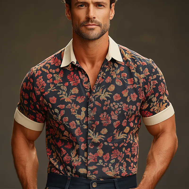 Men's Summer Fashion Printed Cotton Blended Short Sleeve Shirt MTA2514G7P sold by Manly product image thumbnail 2