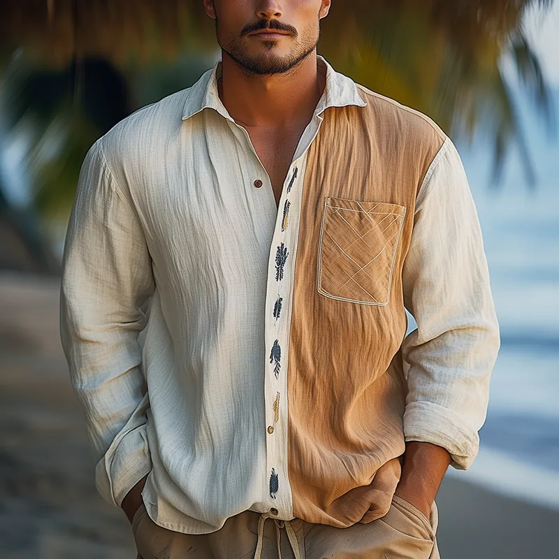 Men's Summer Fashion Printed Linen Blended Long Sleeve Shirt MTA2595G3P sold by Manly product image thumbnail 2