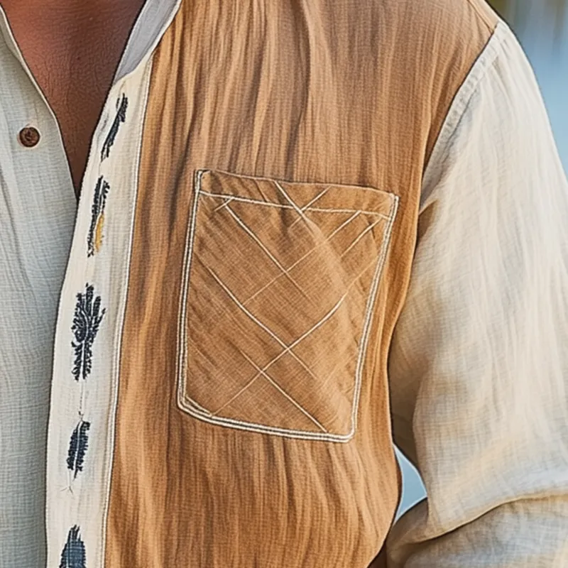 Men's Summer Fashion Printed Linen Blended Long Sleeve Shirt MTA2595G3P sold by Manly product image thumbnail 3