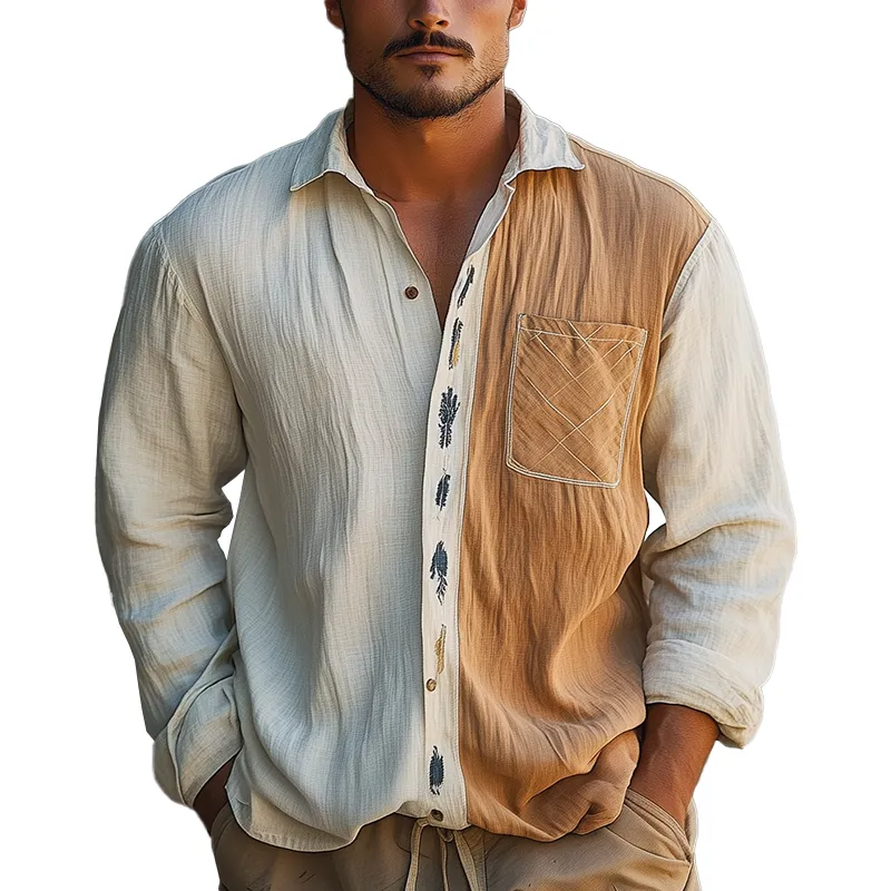 Men's Summer Fashion Printed Linen Blended Long Sleeve Shirt MTA2595G3P sold by Manly
