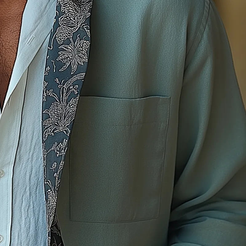 Men's Fashion Printed Cotton And Linen Long Sleeve Shirt MTA2598G4P sold by Manly product image thumbnail 3