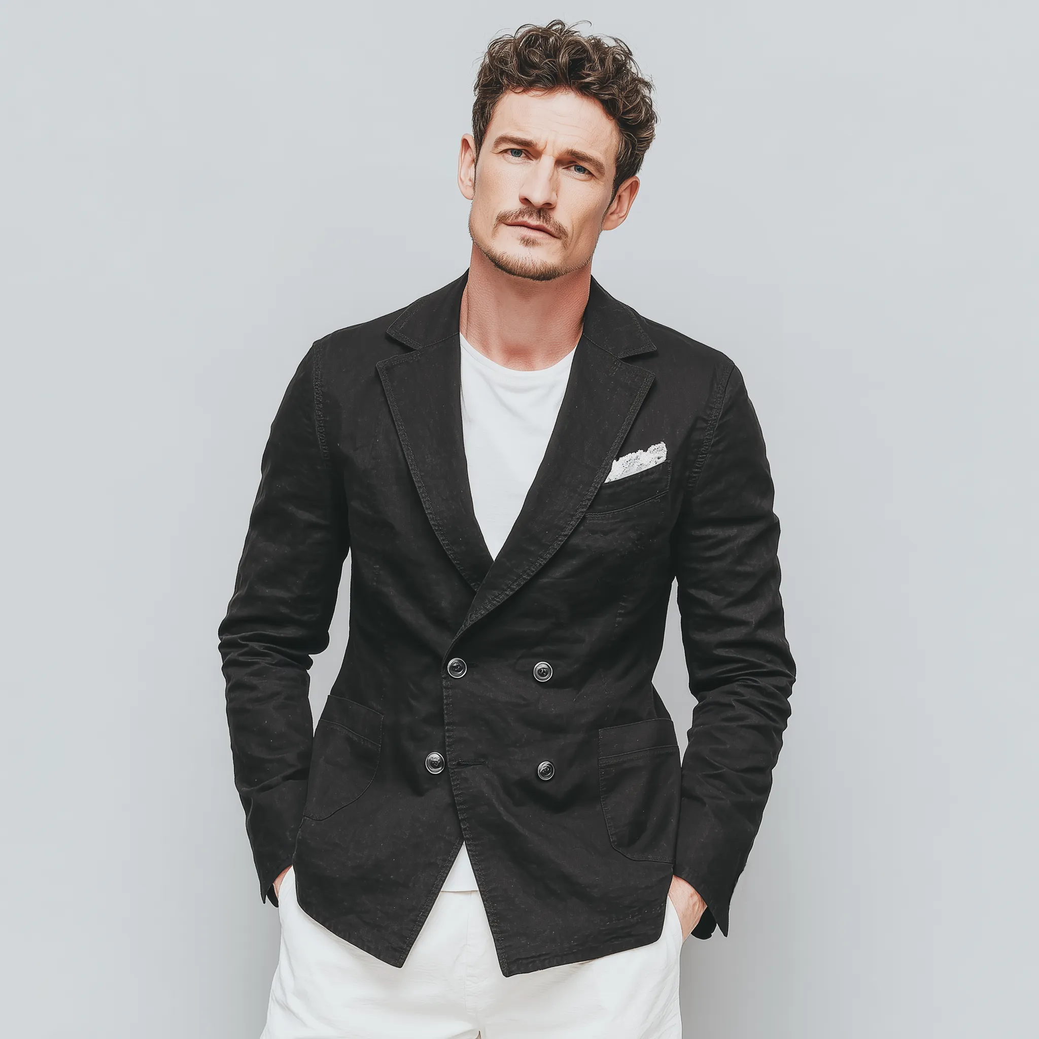 Men's Classic Casual Cotton Blend Washed Double Breasted Slim Fit Blazer MTA2518G0K sold by Manly product image thumbnail 3