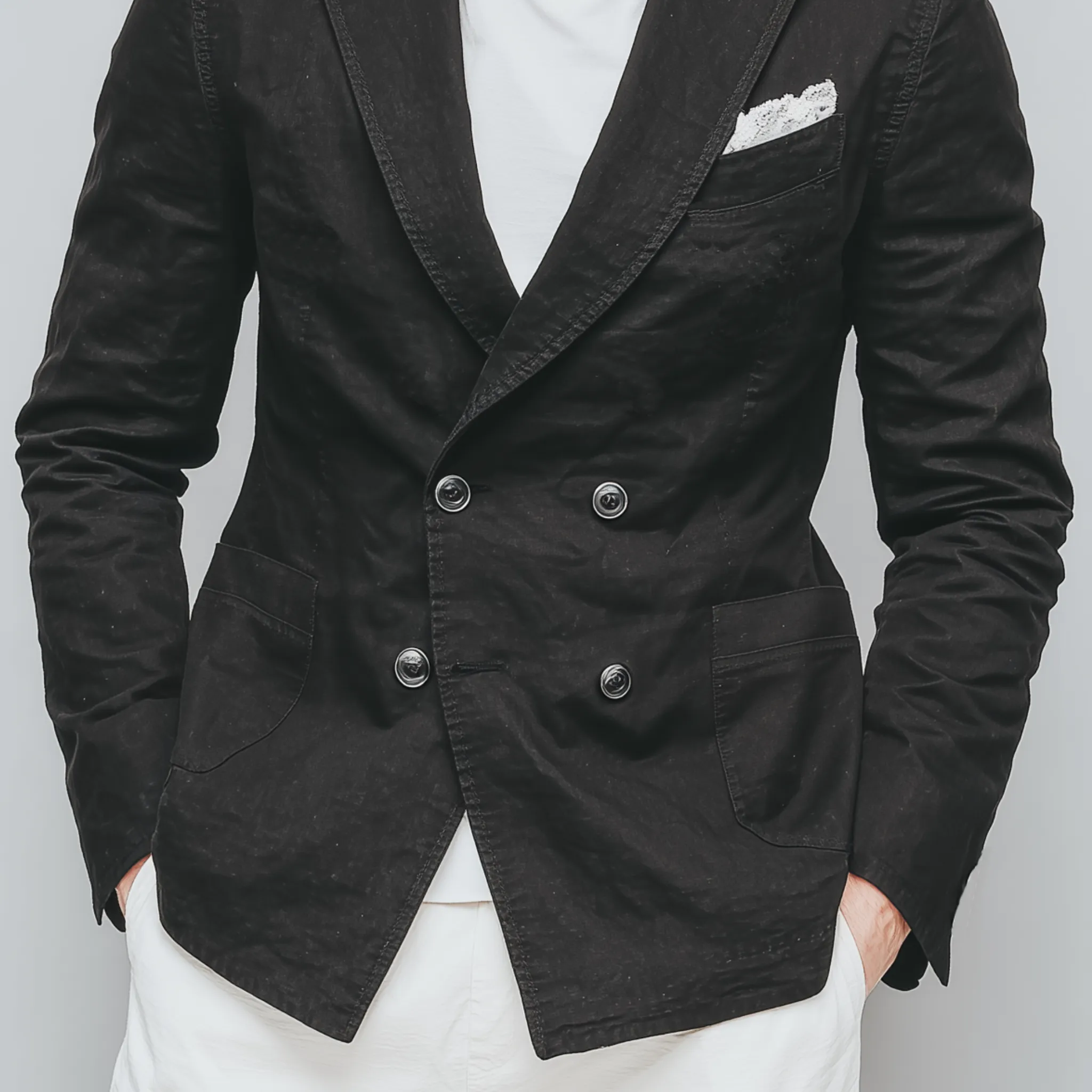 Men's Classic Casual Cotton Blend Washed Double Breasted Slim Fit Blazer MTA2518G0K sold by Manly product image thumbnail 5