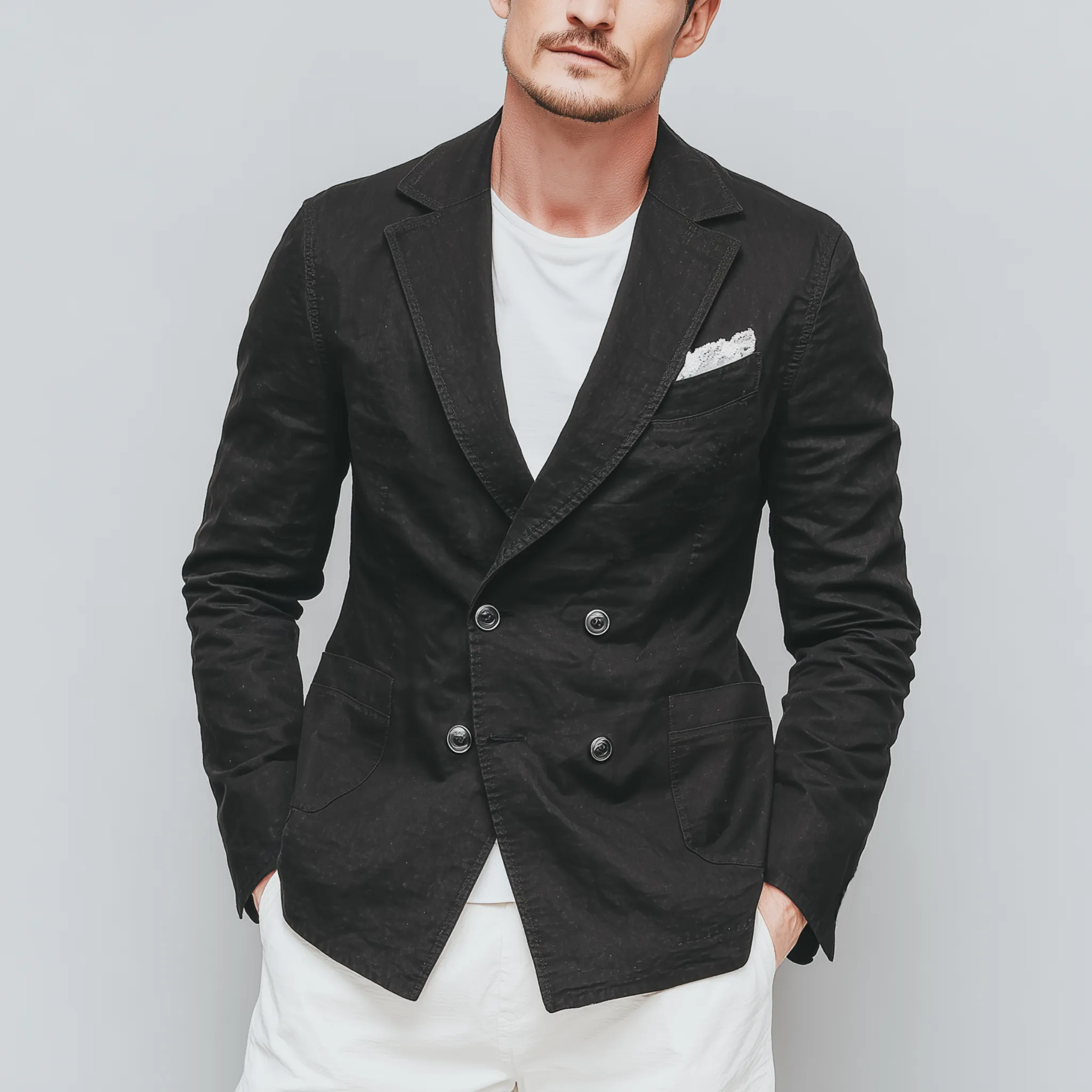 Men's Classic Casual Cotton Blend Washed Double Breasted Slim Fit Blazer MTA2518G0K sold by Manly product image thumbnail 2