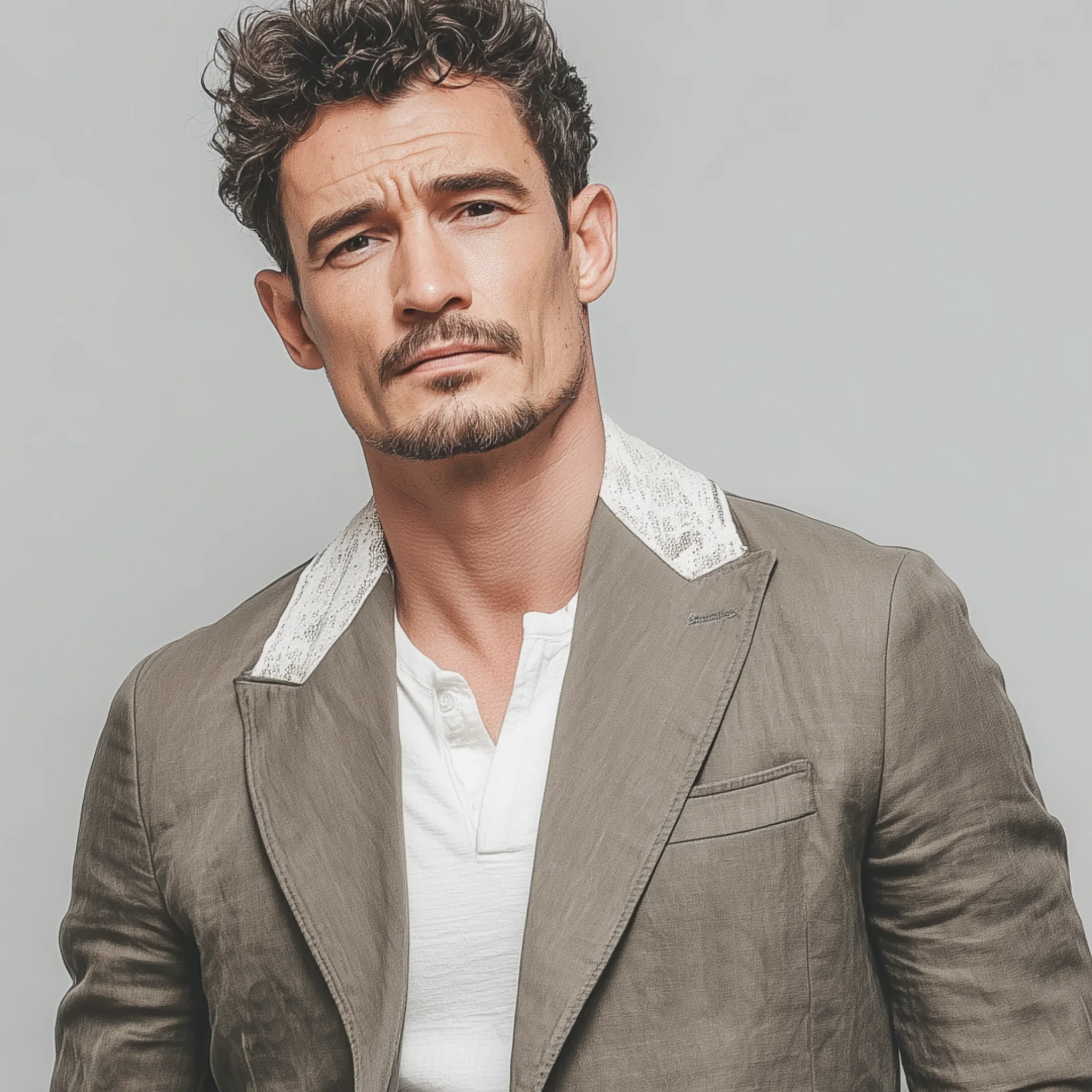 Men's Stylish Casual Cotton And Linen Blend Collar And Cuffs Lace Single-breasted Blazer MTA2546G1K sold by Manly product image thumbnail 4