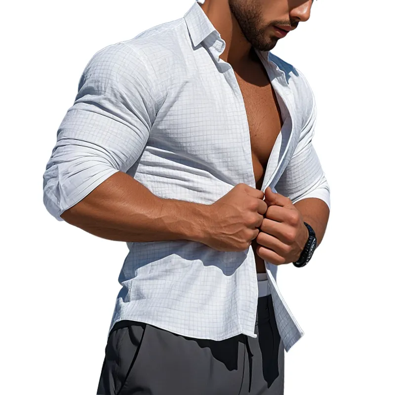 Men's Retro Casual Plaid Print Lapel Long Sleeve Shirt MTA2498G5TO sold by Manly