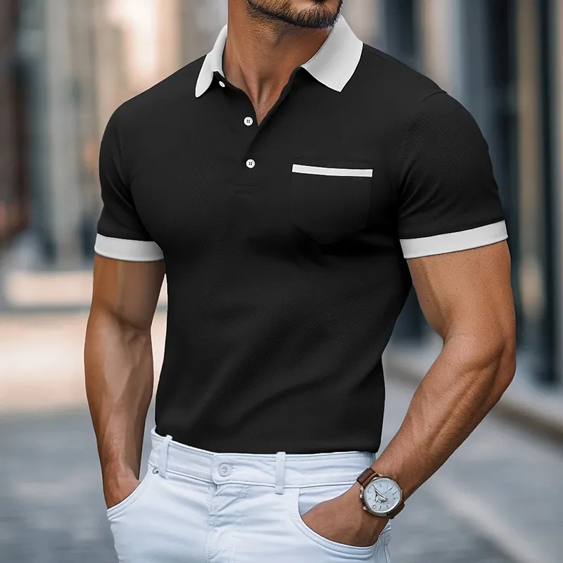 Men's Retro Casual Colorblock Short Sleeve Polo Shirt MTA2311G4TO sold by Manly product image thumbnail 3