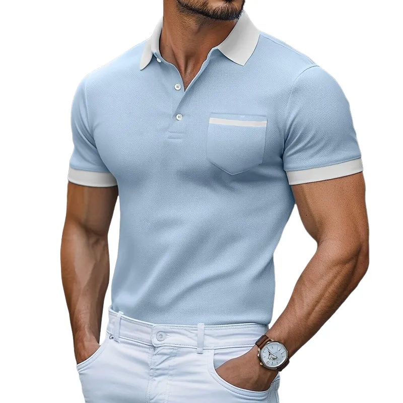 Men's Retro Casual Colorblock Short Sleeve Polo Shirt MTA2311G4TO sold by Manly