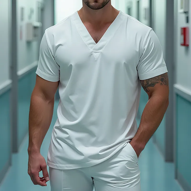 Men's Vintage Casual Cotton V-Neck Short Sleeve T-Shirt MTA2408G2TO sold by Manly product image thumbnail 2