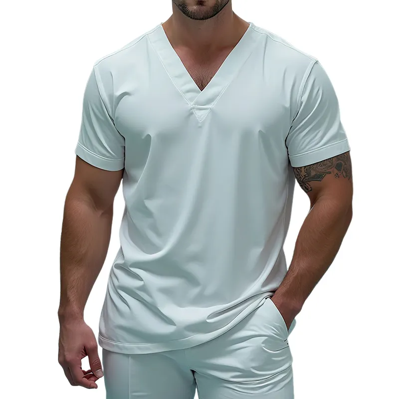 Men's Vintage Casual Cotton V-Neck Short Sleeve T-Shirt MTA2408G2TO sold by Manly