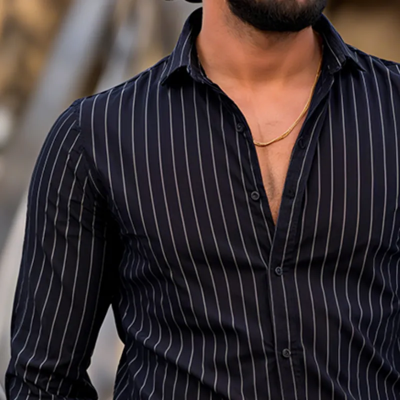 Men's Retro Casual Striped Print Long Sleeve Shirt MTA2452G4TO sold by Manly product image thumbnail 3