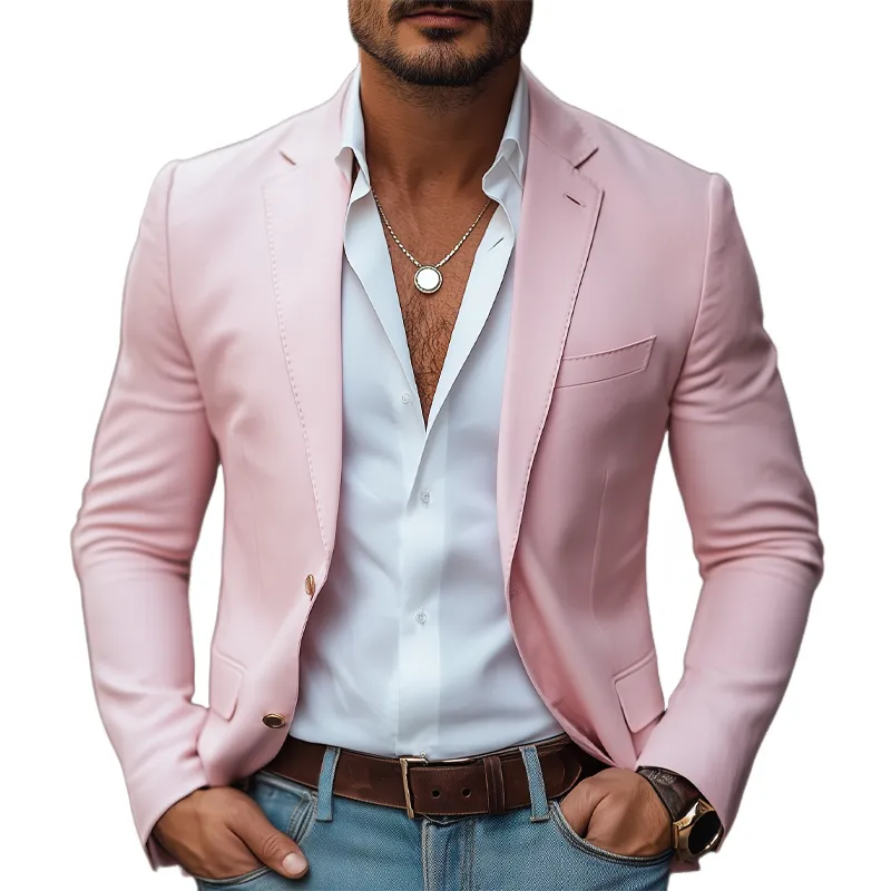 Men's Autumn Business Notched Lapel Two Button Blazer MTA2550G7U sold by Manly