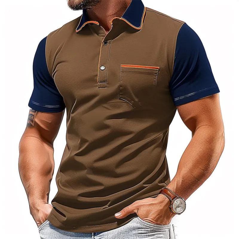 Men's Contrast Color Casual Short Sleeve POLO Shirt 67979558X sold by Manly
