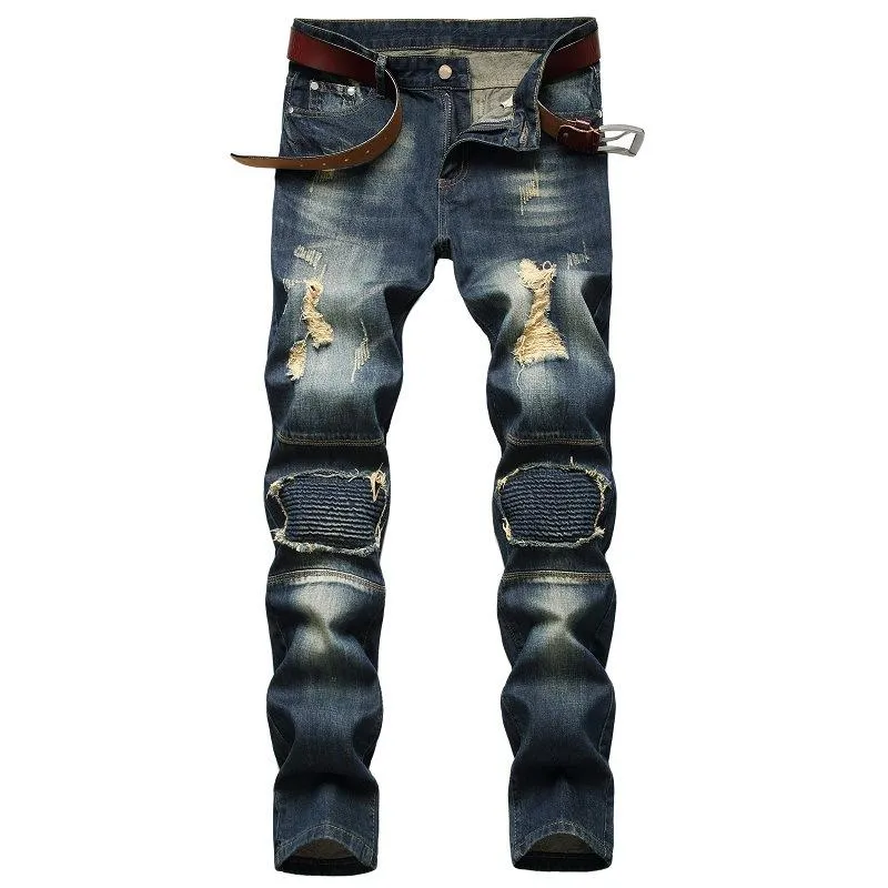 Men's Fashion Distressed Hole Slim Jeans 12404791Z sold by Manly