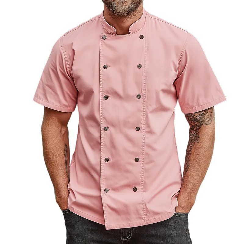 Men's Retro Casual Cotton Washed Stand Collar Short Sleeve Shirt MTA2818G8TO sold by Manly