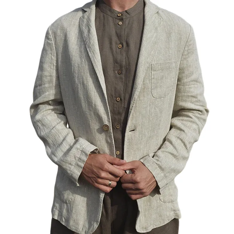 Men's Vintage Casual Cotton And Linen Blazer MTA2897G1TO sold by Manly