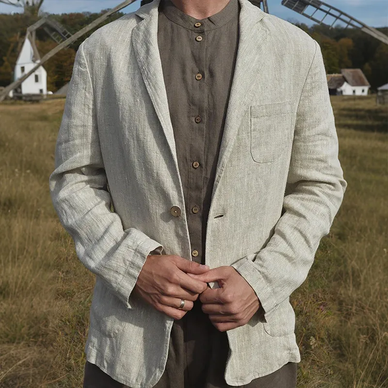 Men's Vintage Casual Cotton And Linen Blazer MTA2897G1TO sold by Manly product image thumbnail 2