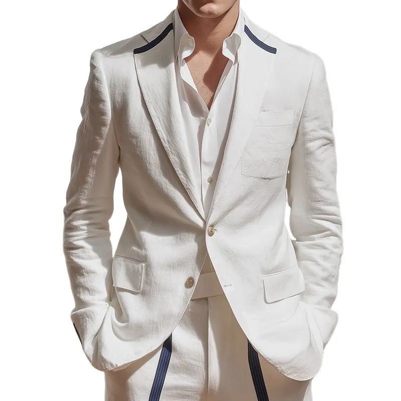 Men's Vintage Casual Cotton And Linen Elegant Blazer MTA2869G3TO sold by Manly