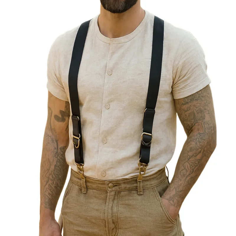 Men's Retro Casual Cotton And Linen Collarless Short Sleeve Shirt MTA2843G6TO sold by Manly