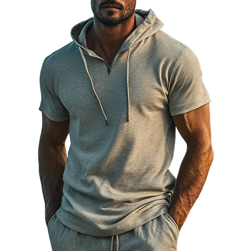 Men's Cotton Blend Short Sleeve Hoodie MTA2508G9X sold by Manly