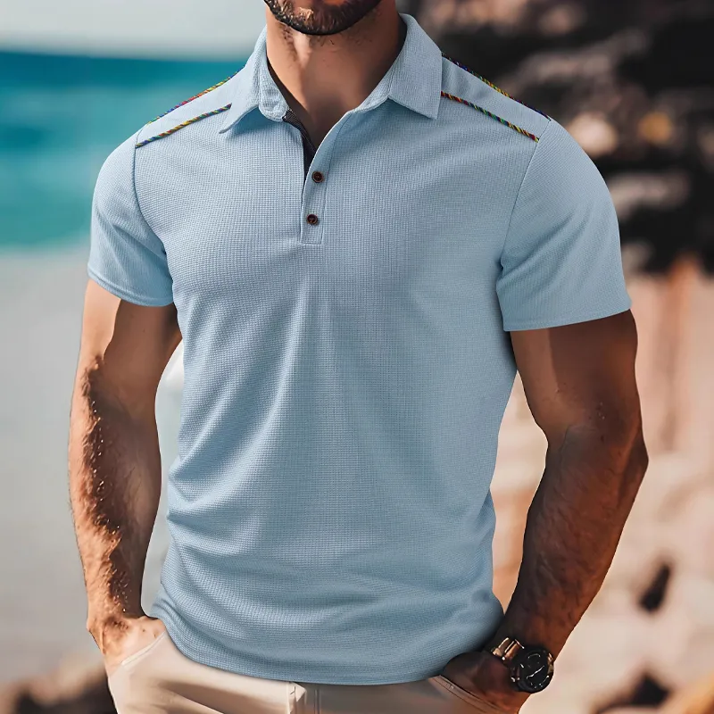 Men's Waffle Stitching Short-sleeved POLO Shirt MTA2861G0X sold by Manly product image thumbnail 2