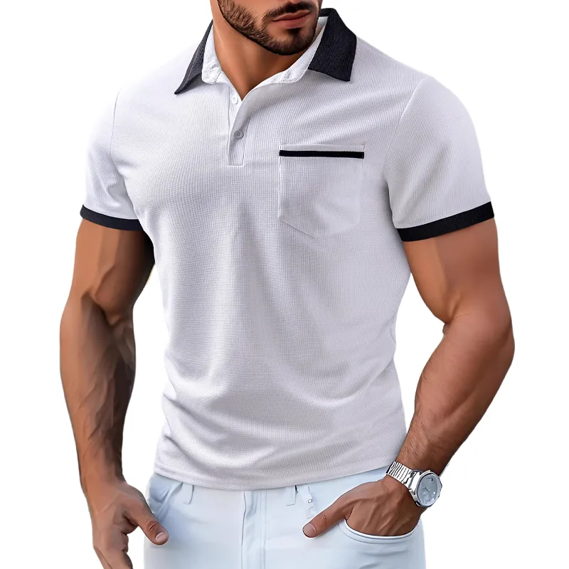 Men's Colorblock Waffle Short Sleeve Polo Shirt MTA2865G1X sold by Manly