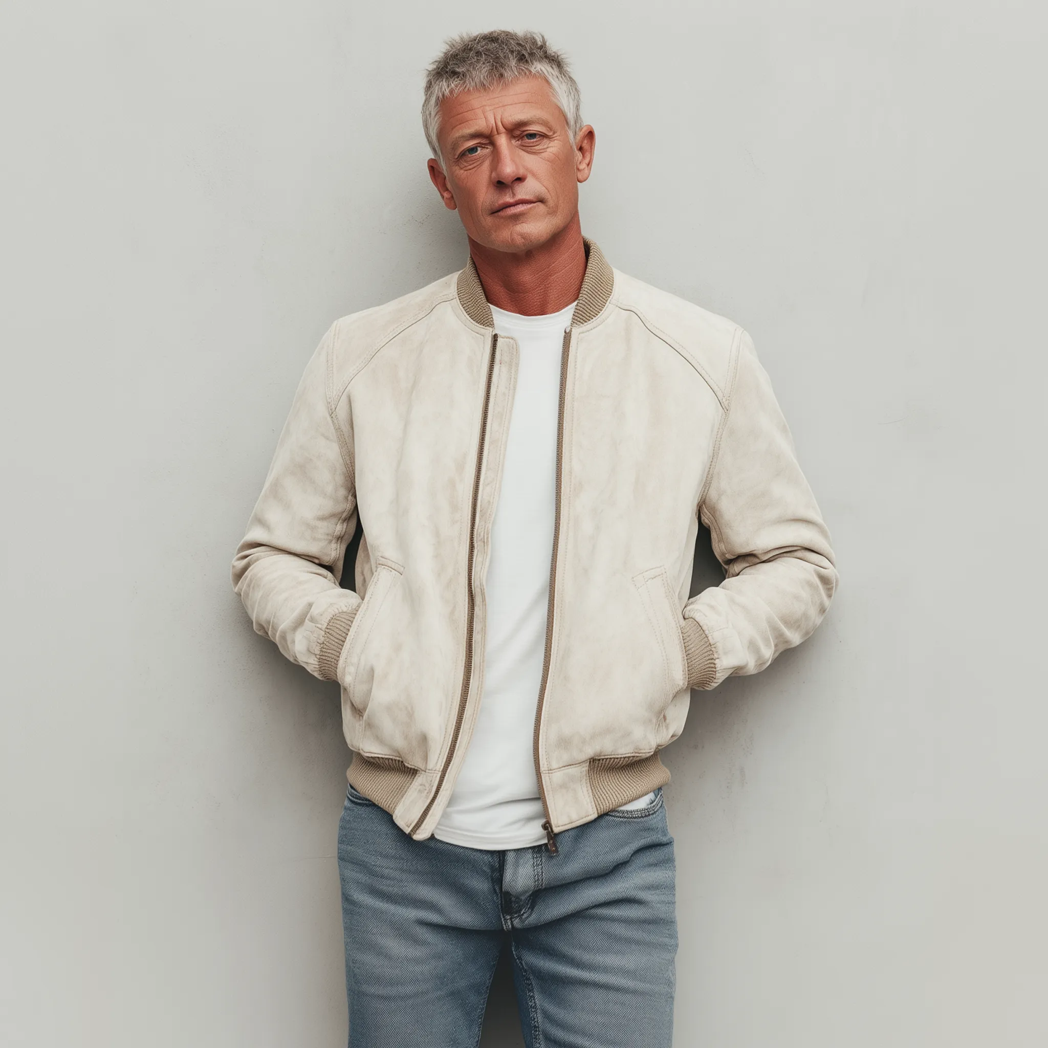 Men's Classic Casual Lightweight Suede Zip-Up Bomber Jacket MTA2845G0K sold by Manly product image thumbnail 3