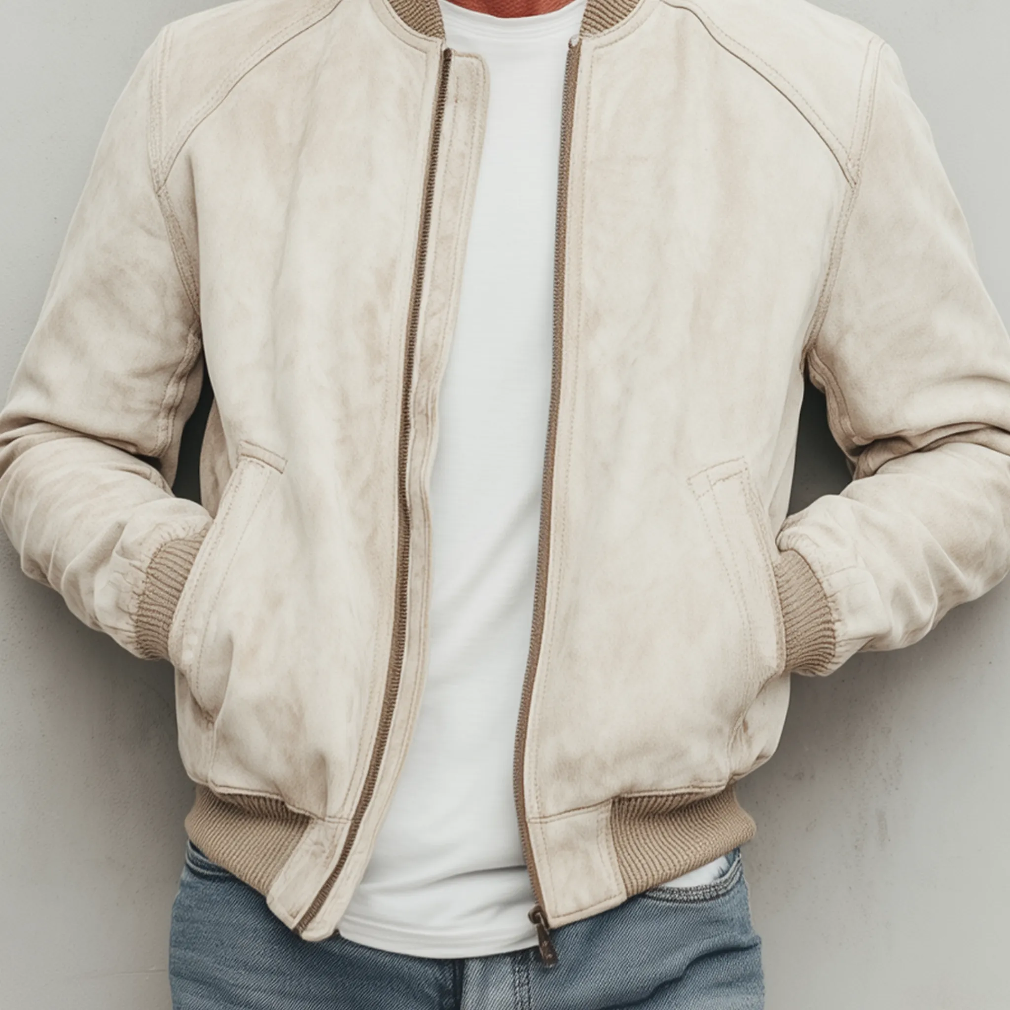 Men's Classic Casual Lightweight Suede Zip-Up Bomber Jacket MTA2845G0K sold by Manly product image thumbnail 5