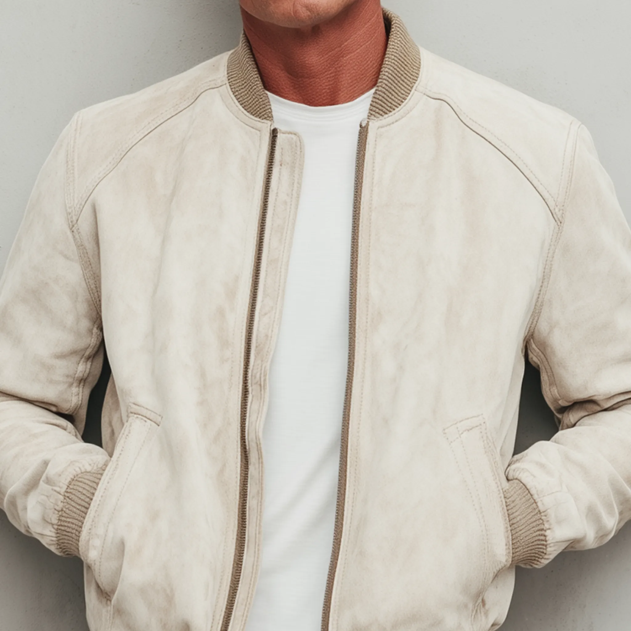 Men's Classic Casual Lightweight Suede Zip-Up Bomber Jacket MTA2845G0K sold by Manly product image thumbnail 4