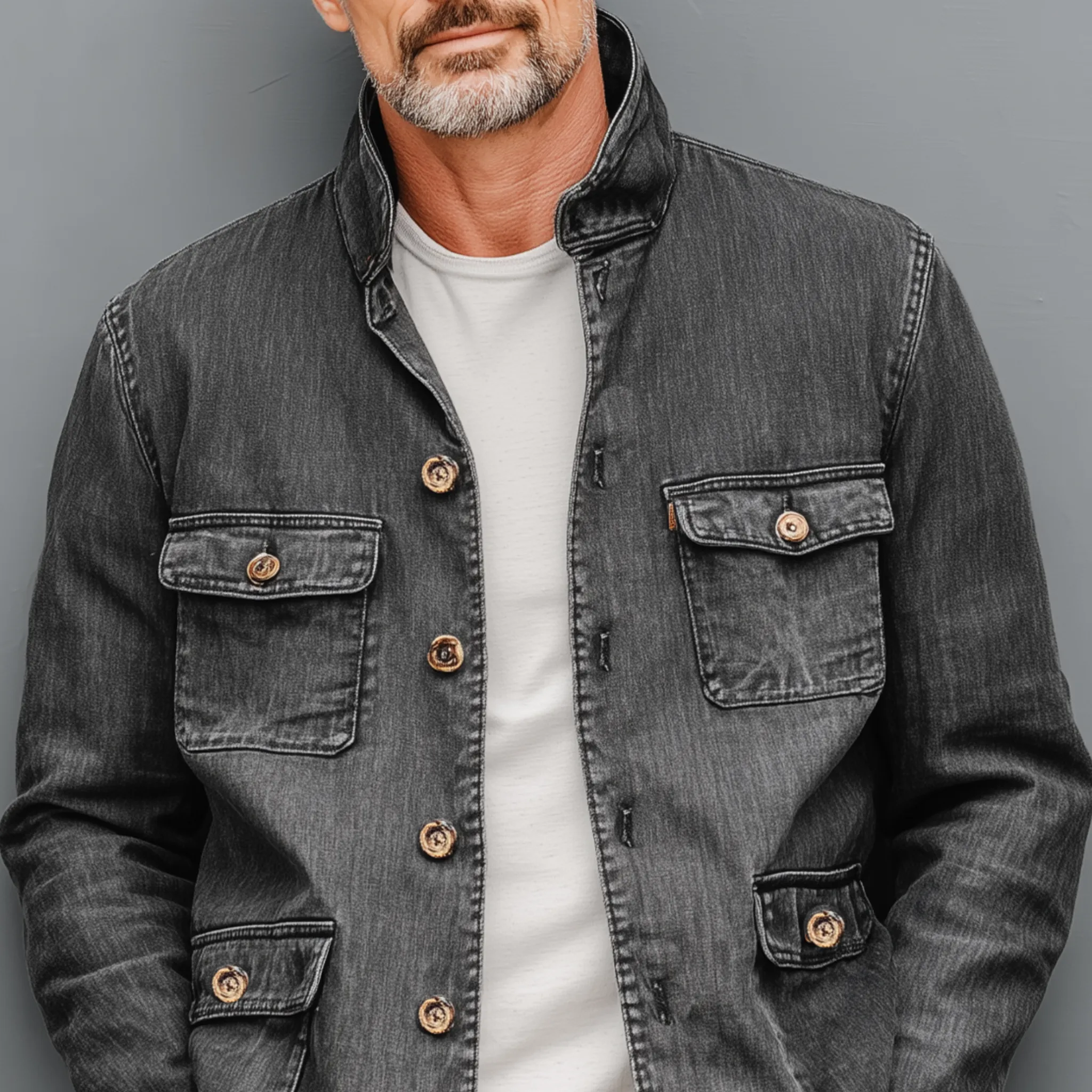 Men's Classic Casual Cotton Blend Washed Multi-Pocket Stand Collar Thin Jacket MTA2538G5K sold by Manly product image thumbnail 4