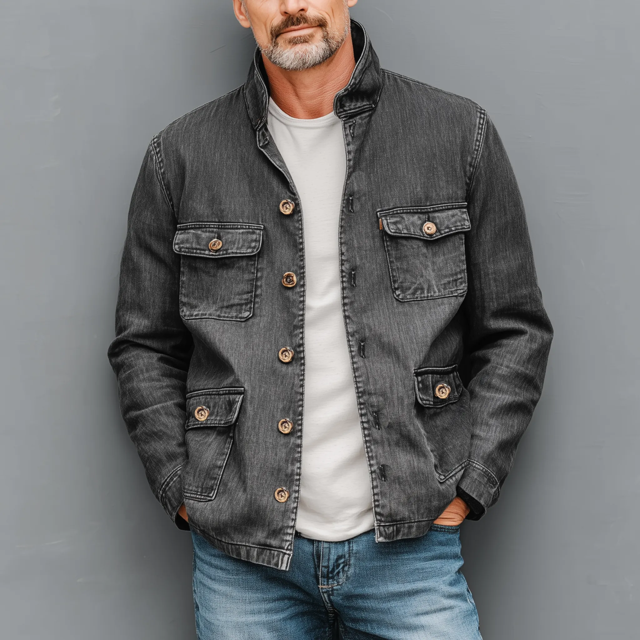 Men's Classic Casual Cotton Blend Washed Multi-Pocket Stand Collar Thin Jacket MTA2538G5K sold by Manly product image thumbnail 3