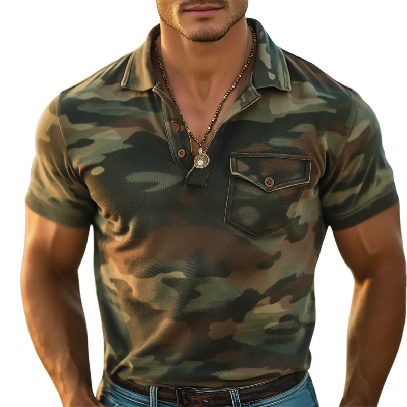 Men's Classic Camouflage Short Sleeve Polo Shirt MTA2852G9U sold by Manly