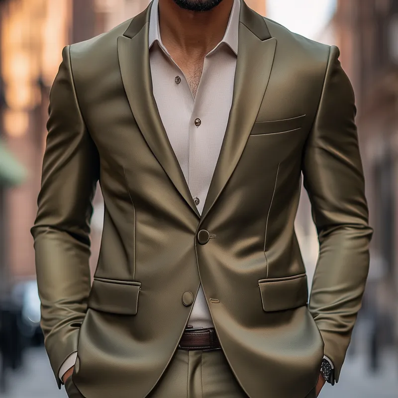 Men's Vintage Elegant Solid Color Satin Peak Lapel Single Breasted Slim Fit Blazer MTA2804G5M sold by Manly product image thumbnail 3