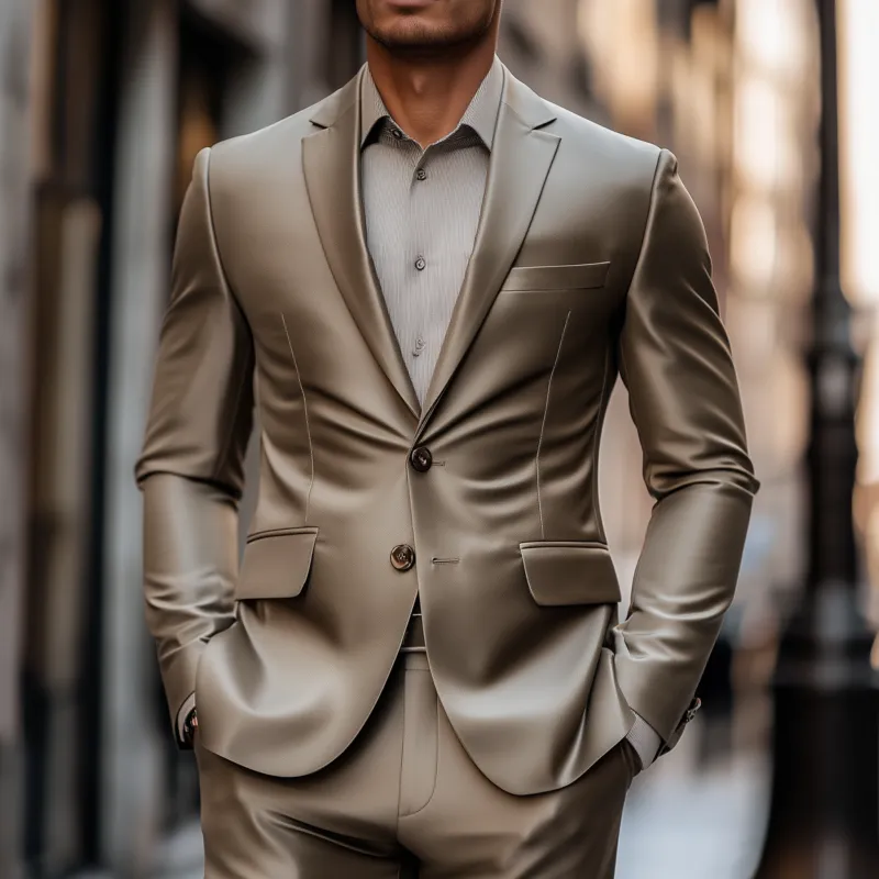 Men's Vintage Elegant Solid Color Satin Notch Lapel Single Breasted Slim Fit Blazer MTA2875G2M sold by Manly product image thumbnail 2