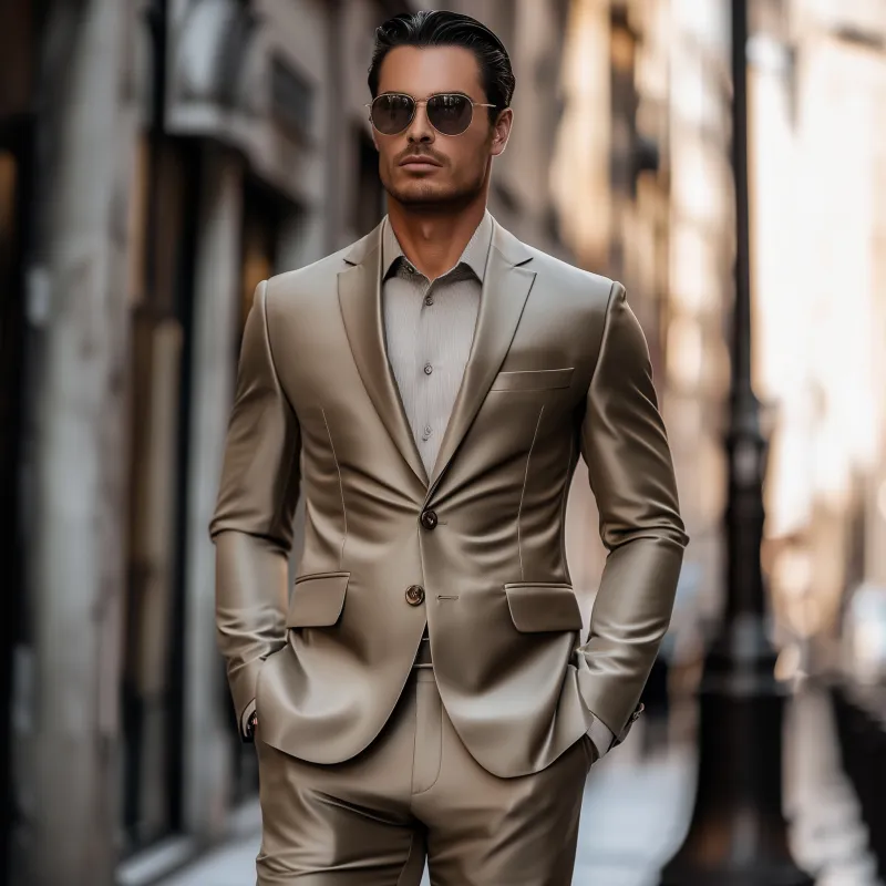 Men's Vintage Elegant Solid Color Satin Notch Lapel Single Breasted Slim Fit Blazer MTA2875G2M sold by Manly product image thumbnail 3