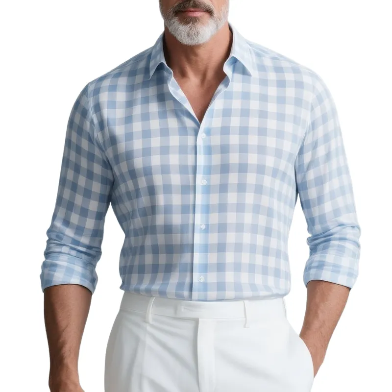 Men's Plaid Lapel Long Sleeve Shirt MTA2805G2Z sold by Manly