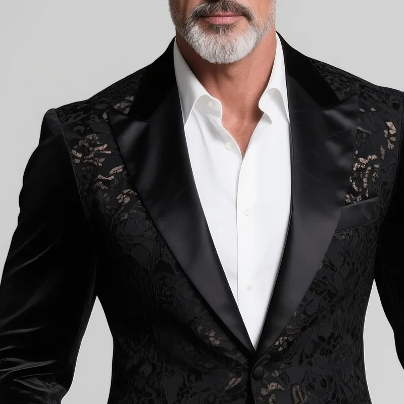 Men's Lace Peak Lapel One Button Casual Blazer MTA2861G5Z sold by Manly product image thumbnail 3