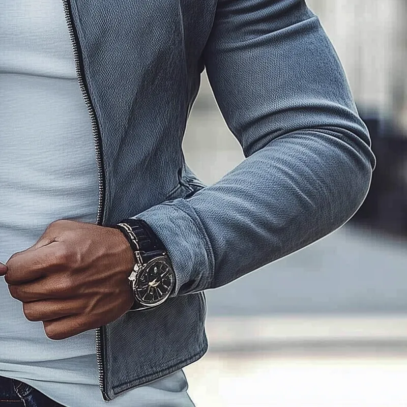 Men's Vintage Washed Denim Biker Zip-Up Jacket MTA2505G5X sold by Manly product image thumbnail 2