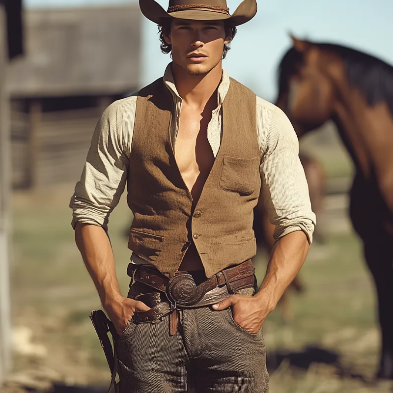 Men's Vintage Western Cowboy V-Neck Vest MTA2564G8X sold by Manly product image thumbnail 4