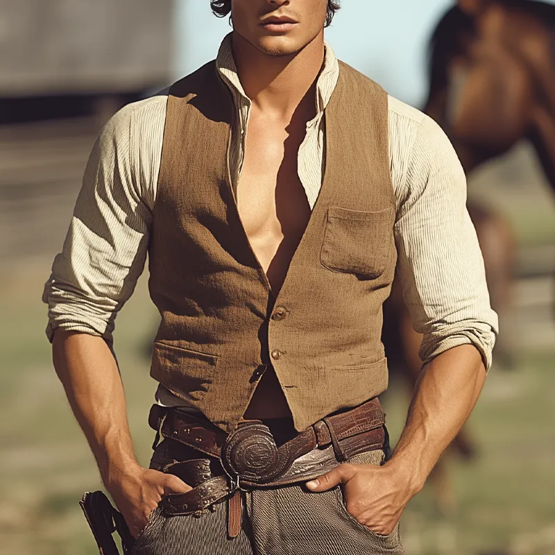 Men's Vintage Western Cowboy V-Neck Vest MTA2564G8X sold by Manly product image thumbnail 3