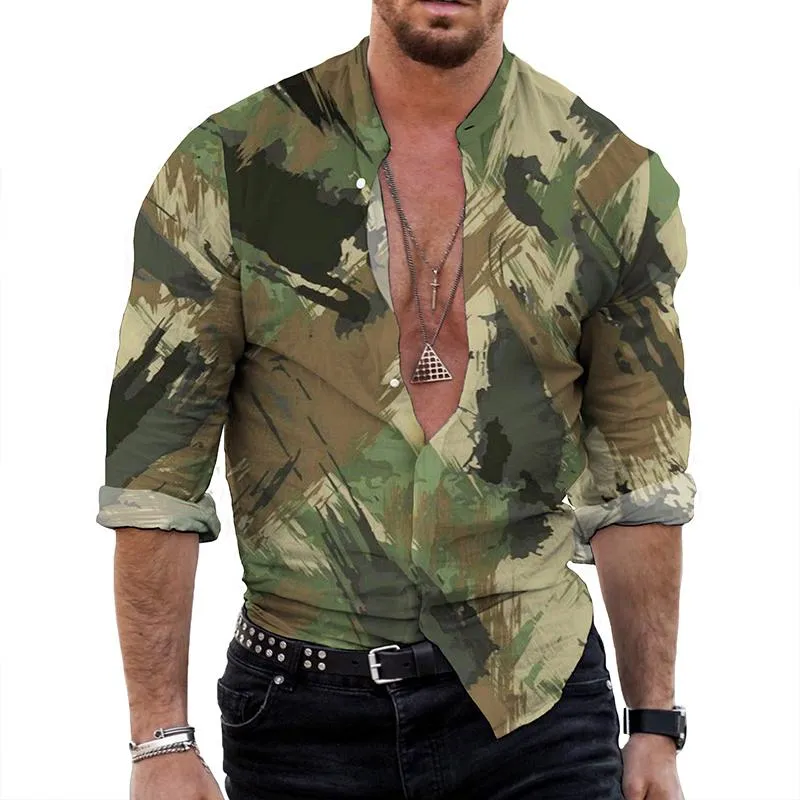 Men's Casual Camo Long Sleeve Shirt 20290073TO sold by Manly